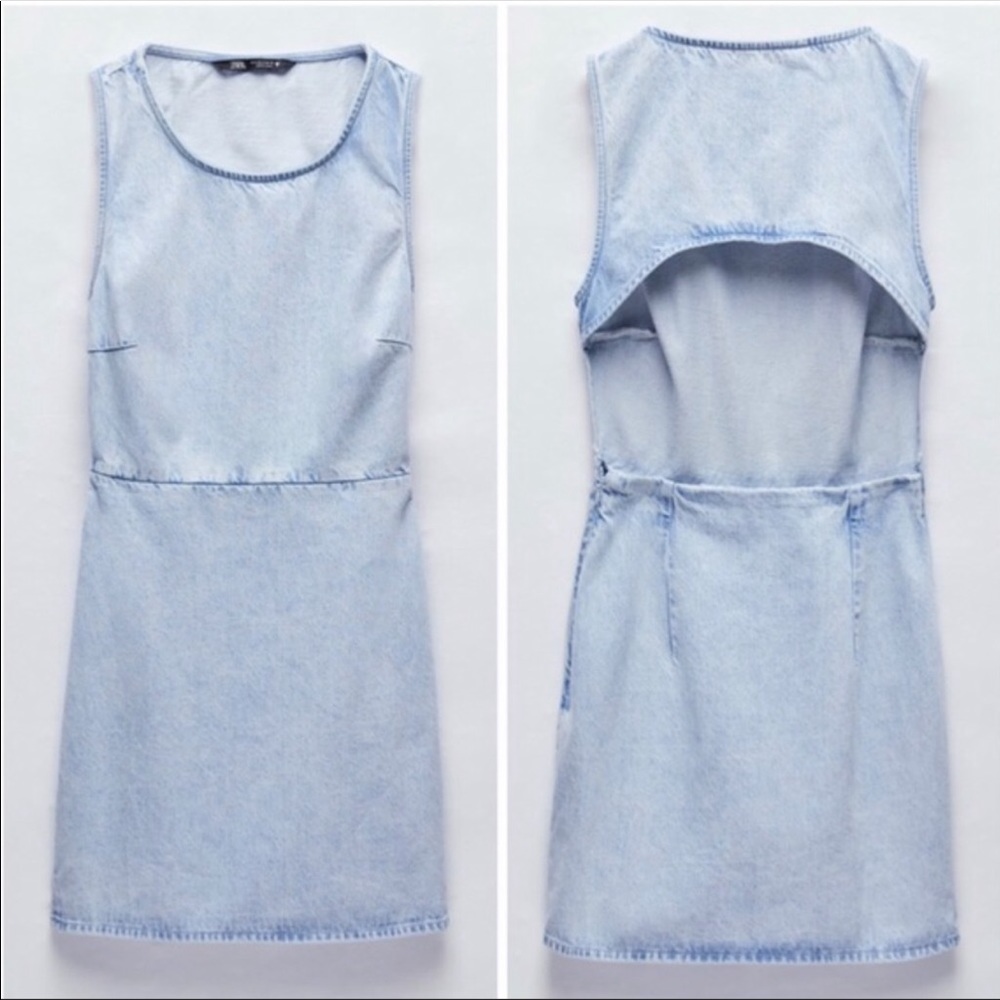 Light denim cutout dress
